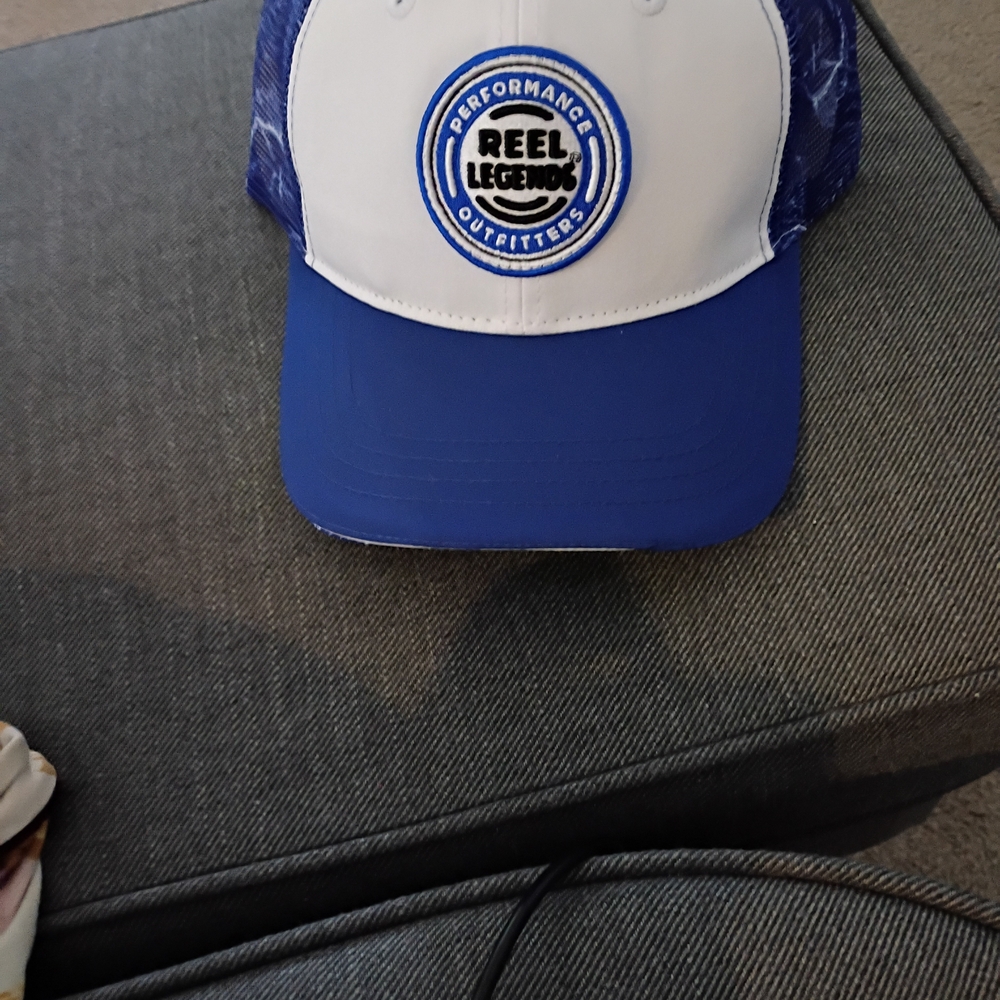 Reel Legends Blue and White Performance Cap